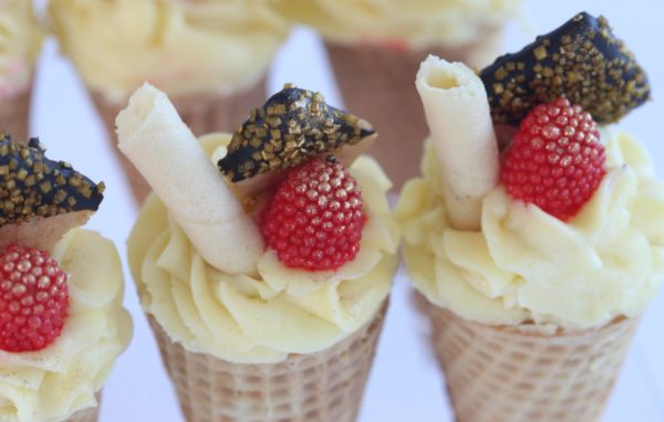 Cheesecake Cones in Classic NY Flavor with Candy Raspberry