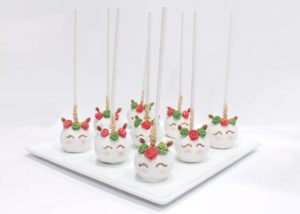 Unicorn Cake Pops in Red and Green