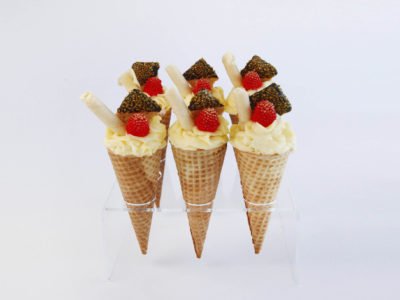 Classic NY Flavored cheesecake in ice cream cones