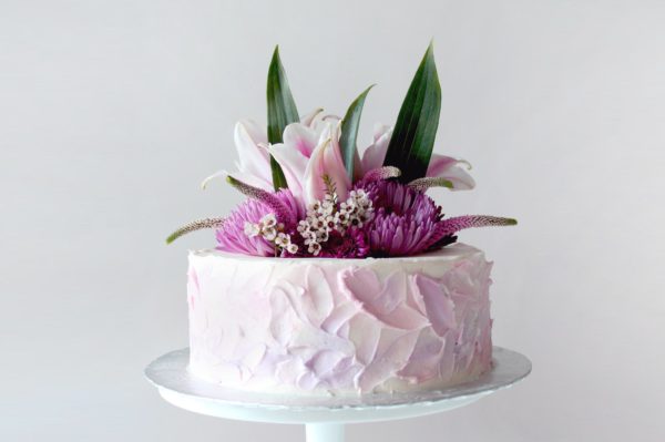 Watercolor Buttercream Cake with Flowers