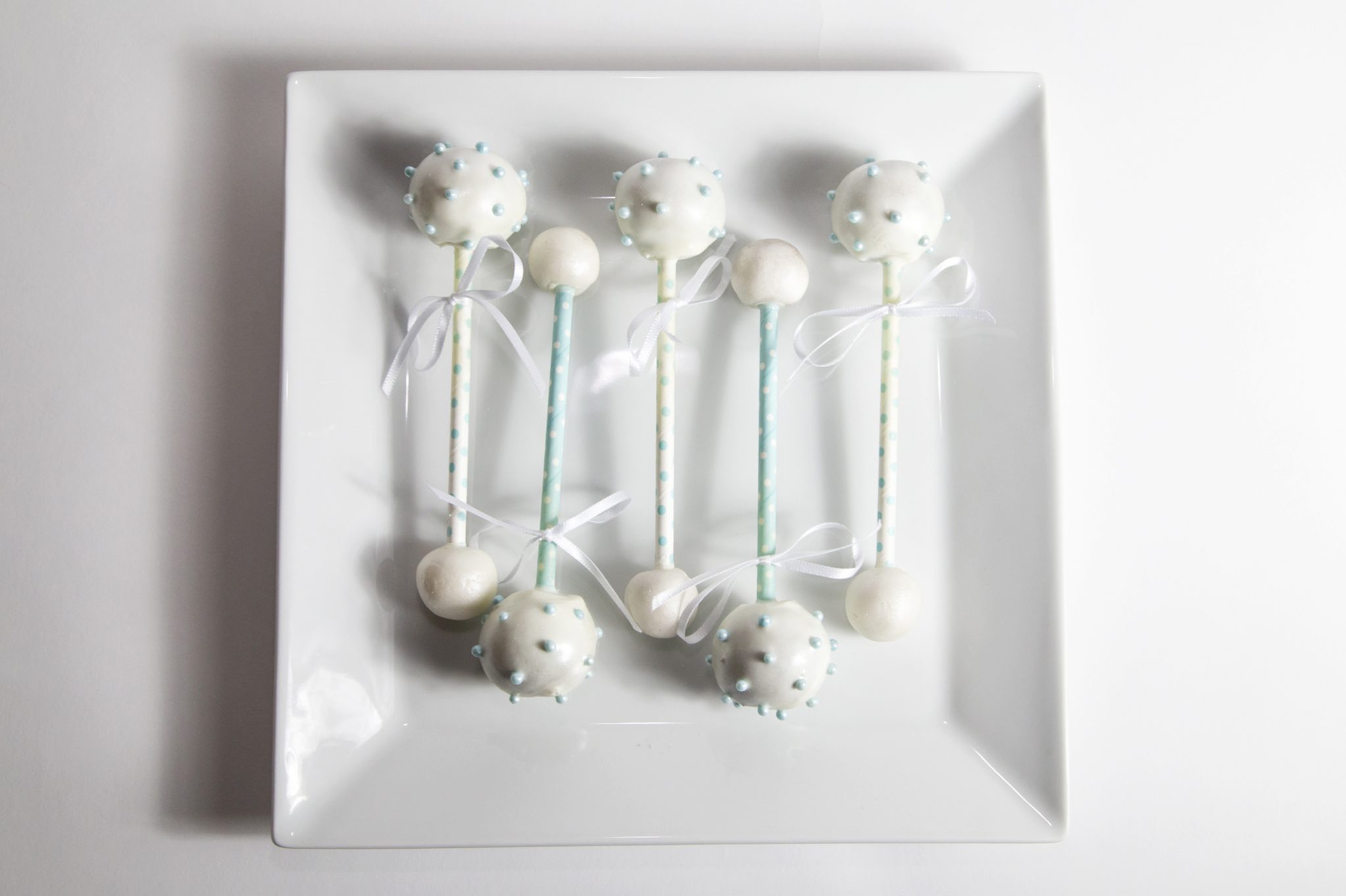 Light Blue Checkered Cake Pop Party Straws