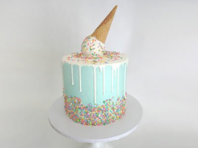 Buttercream Cake with Melting Ice Cream Cake Pop and Sprinkles
