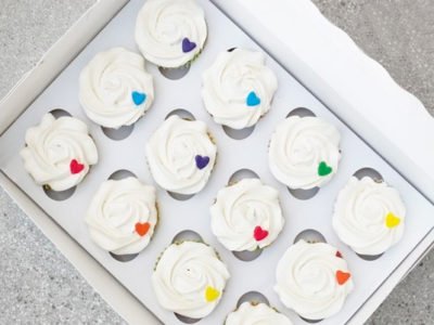 Pride Cupcakes with Rainbow Cake & Buttercream Frosting